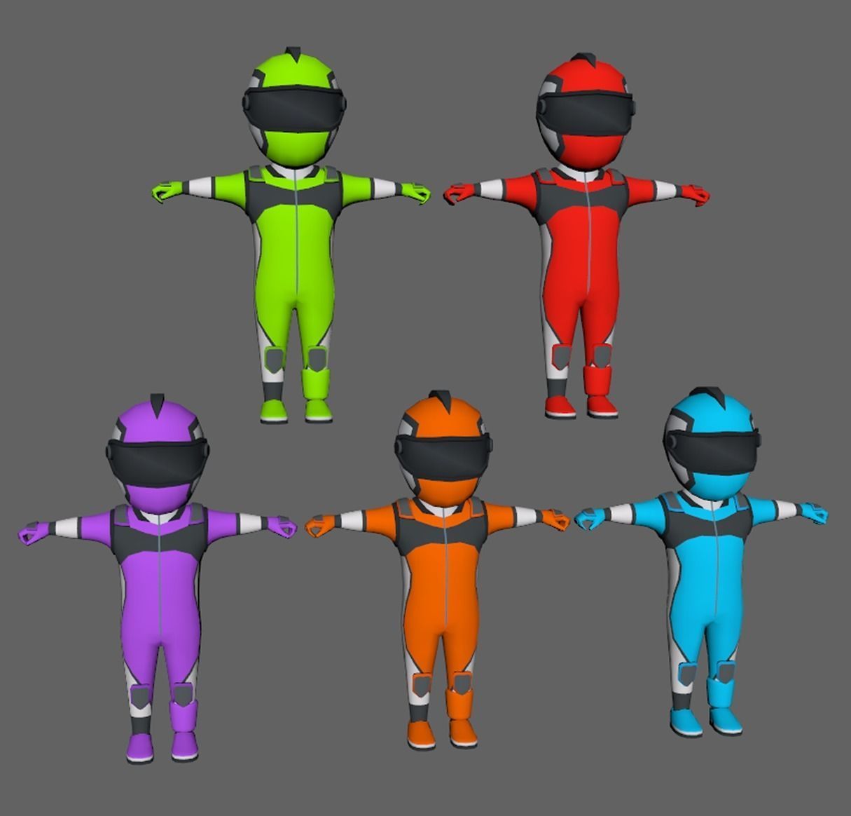 Lowpoly Character Set - 5 Pieces Low-poly 3D model_1