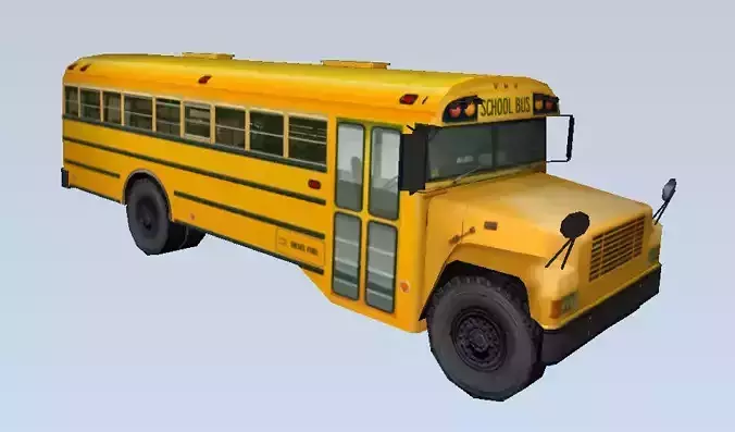 Yellow School Bus Low-poly 3D model
