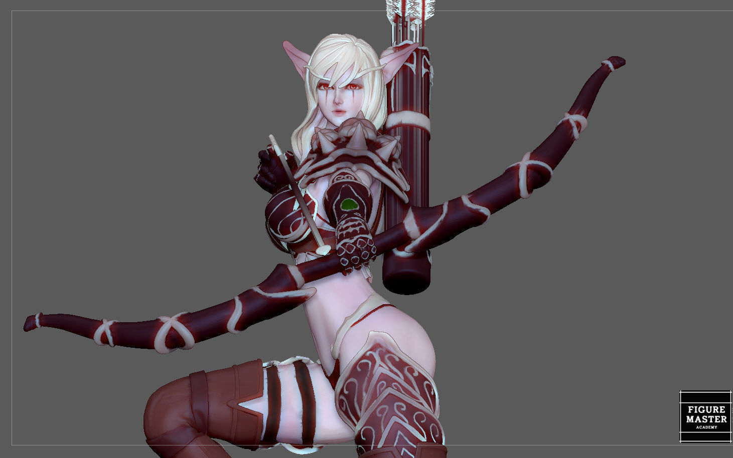 SYLVANAS WINDRUNNER warcraft wow female dark elf girl archer 3D print model_5