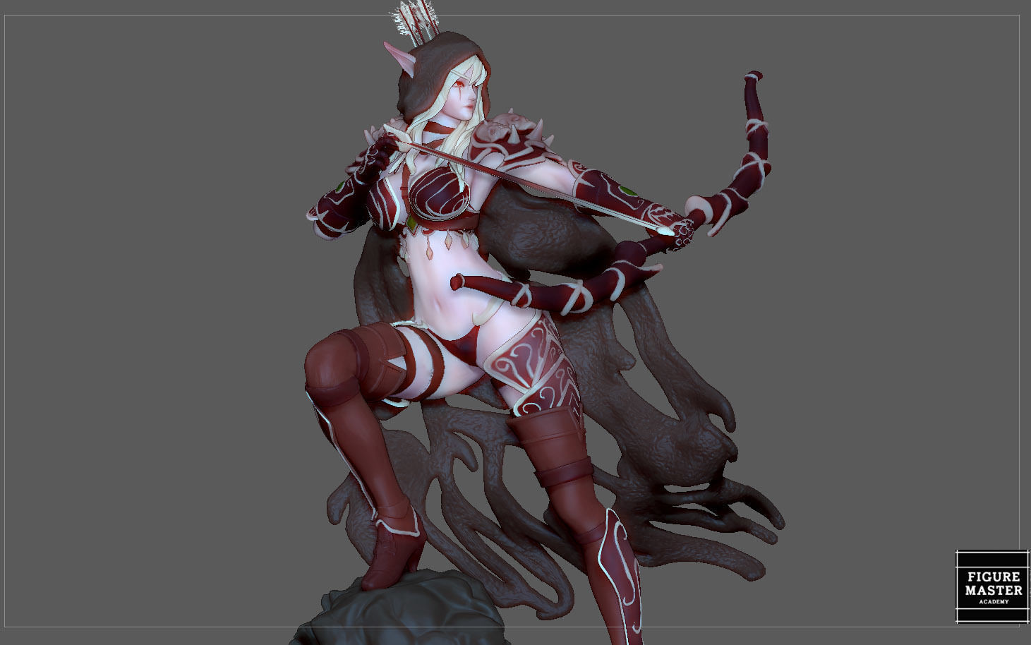SYLVANAS WINDRUNNER warcraft wow female dark elf girl archer 3D print model_25