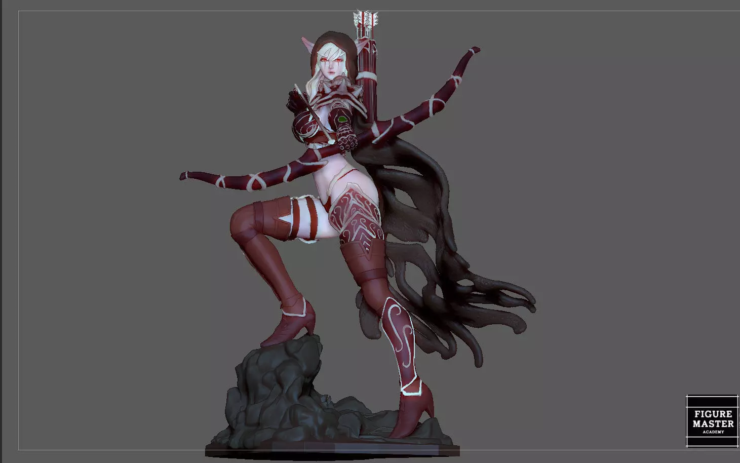 SYLVANAS WINDRUNNER warcraft wow female dark elf girl archer 3D print model_0