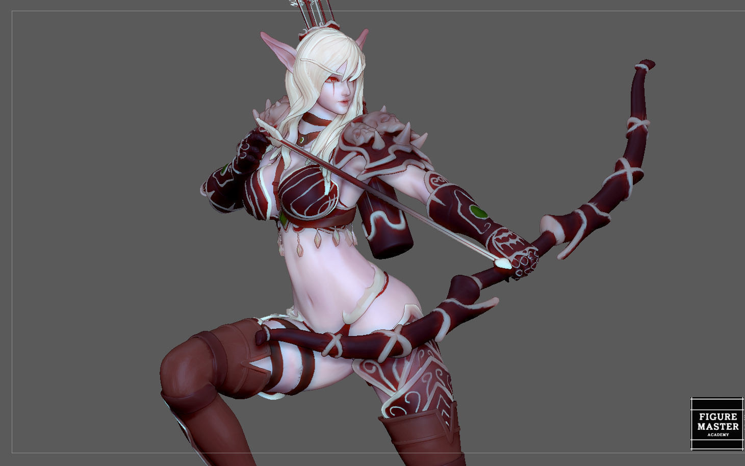 SYLVANAS WINDRUNNER warcraft wow female dark elf girl archer 3D print model_18