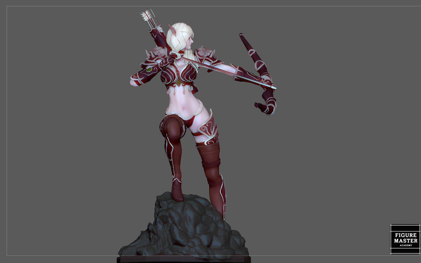 SYLVANAS WINDRUNNER warcraft wow female dark elf girl archer 3D print model_17