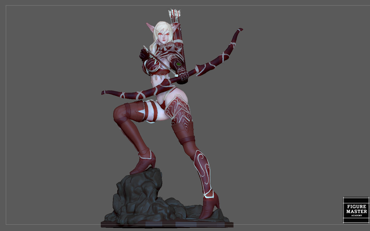 SYLVANAS WINDRUNNER warcraft wow female dark elf girl archer 3D print model_10