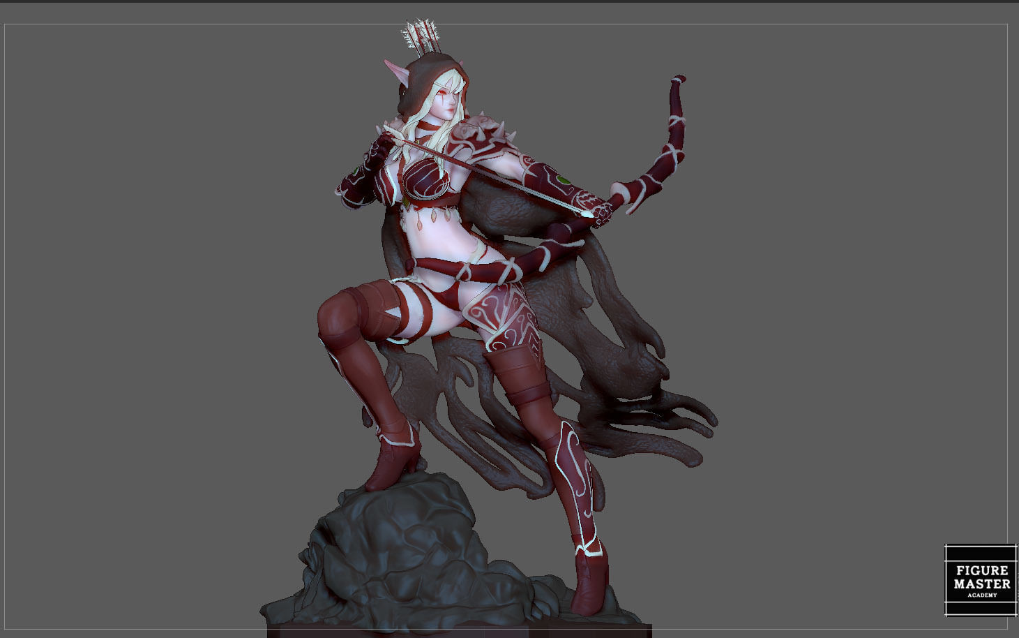 SYLVANAS WINDRUNNER warcraft wow female dark elf girl archer 3D print model_23