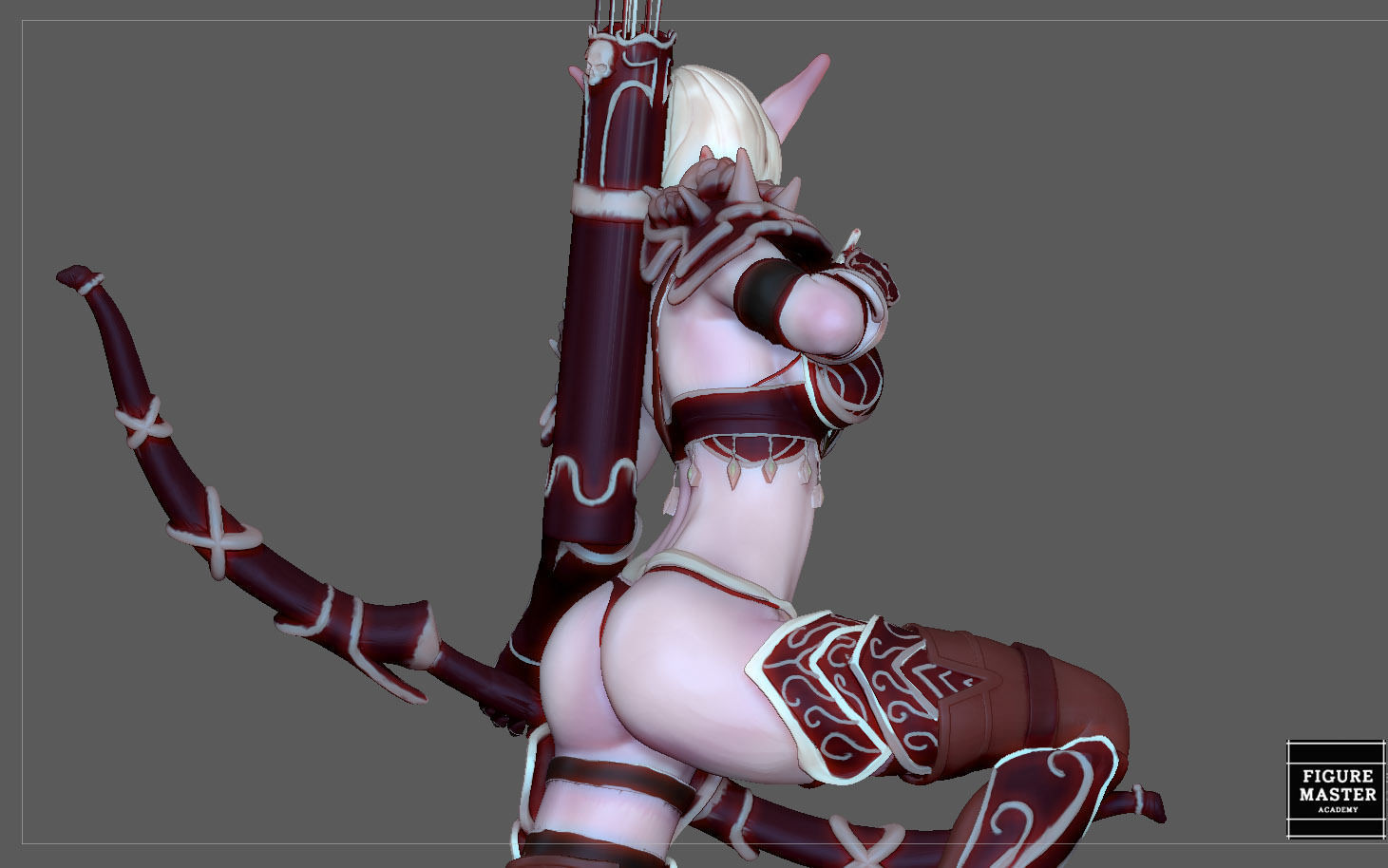 SYLVANAS WINDRUNNER warcraft wow female dark elf girl archer 3D print model_19