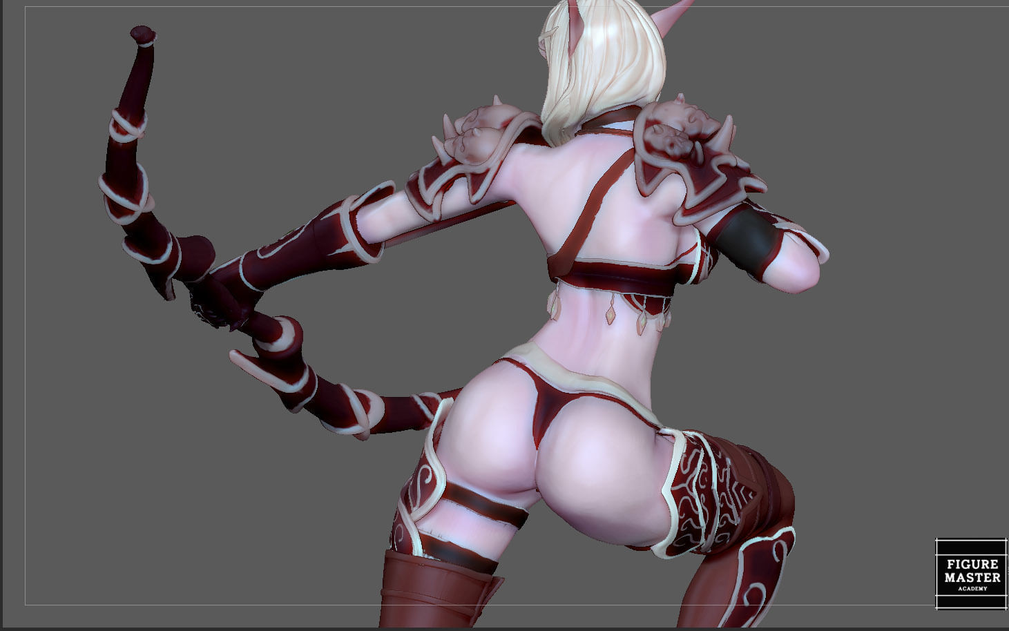 SYLVANAS WINDRUNNER warcraft wow female dark elf girl archer 3D print model_6