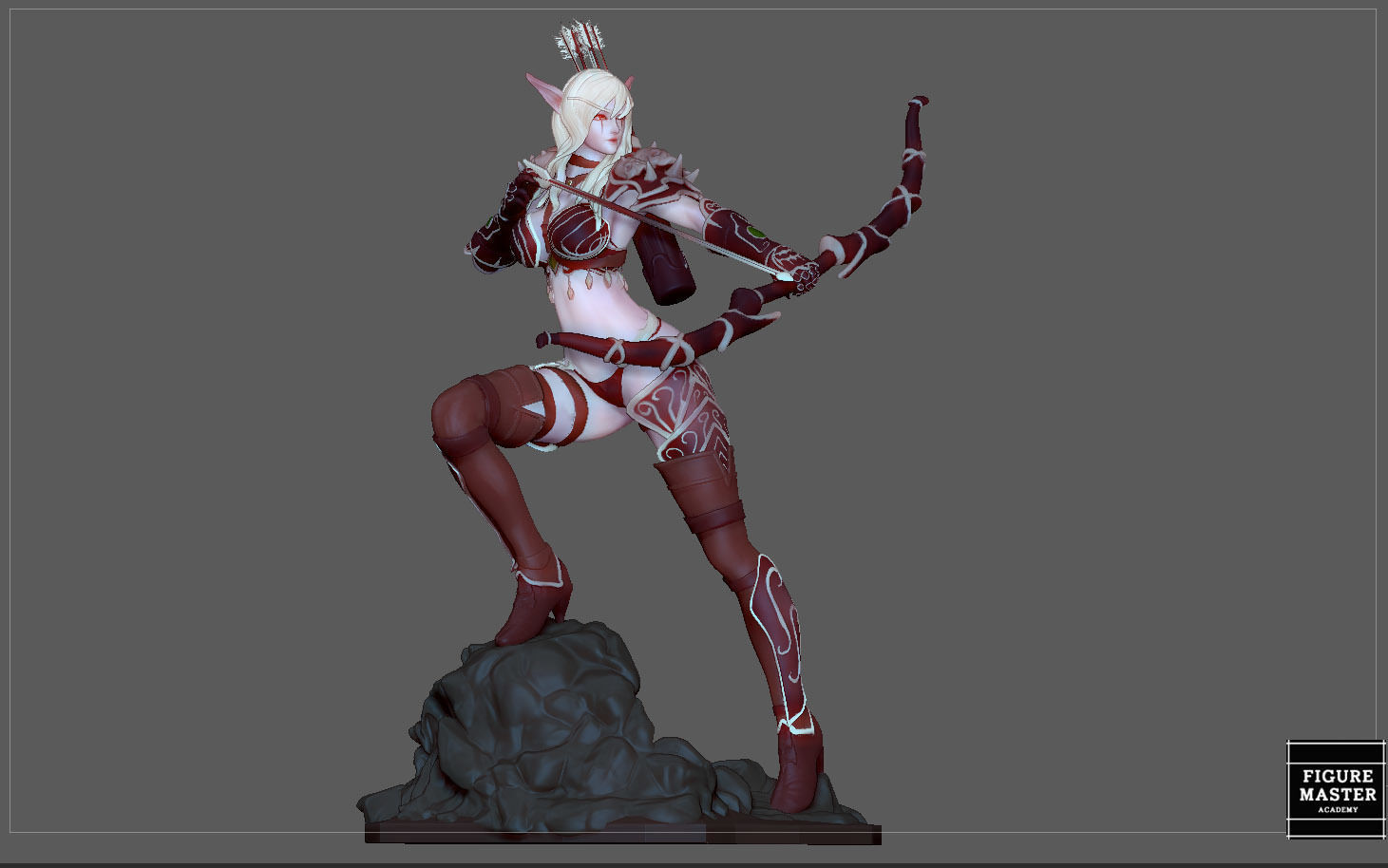 SYLVANAS WINDRUNNER warcraft wow female dark elf girl archer 3D print model_11