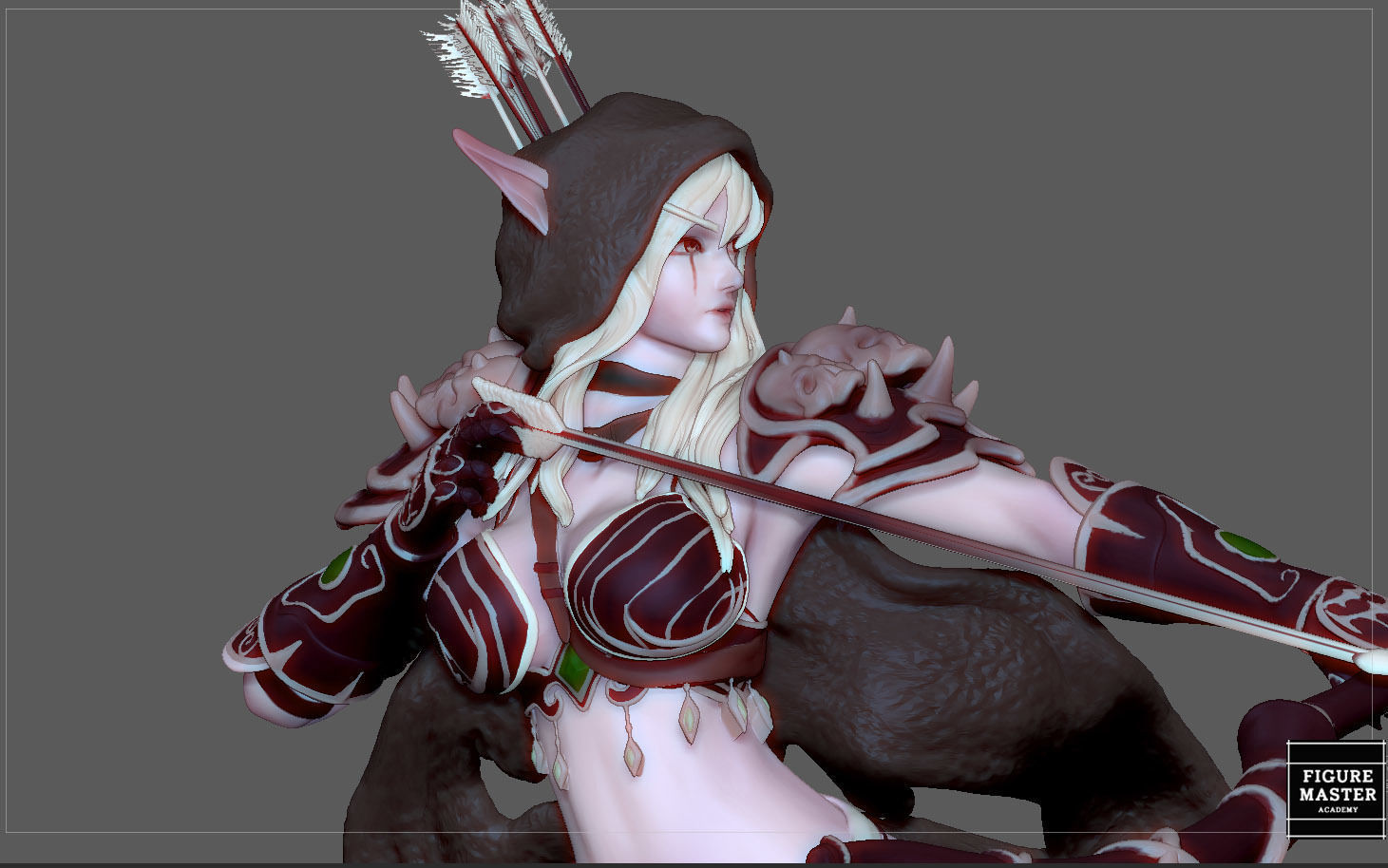 SYLVANAS WINDRUNNER warcraft wow female dark elf girl archer 3D print model_24