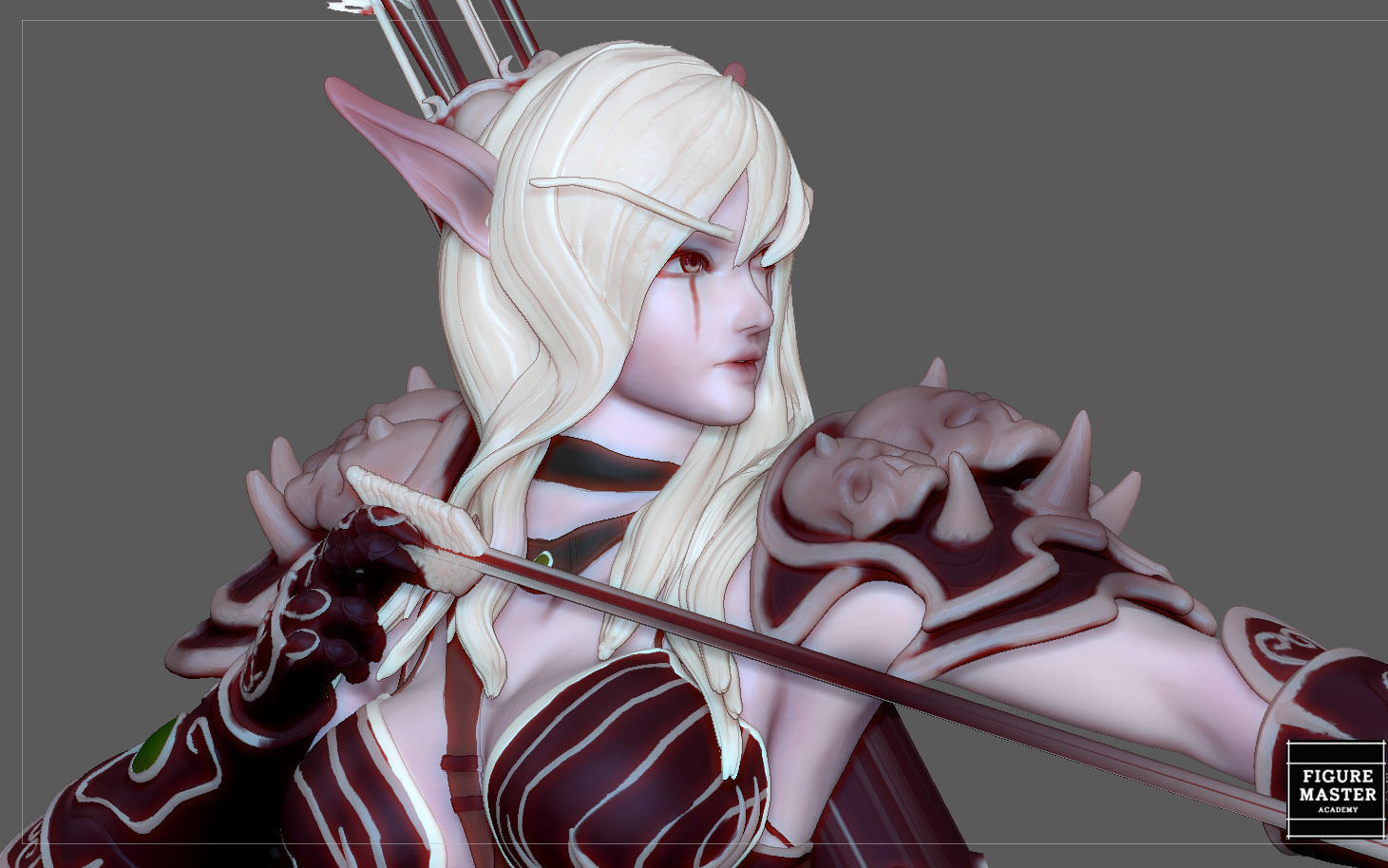 SYLVANAS WINDRUNNER warcraft wow female dark elf girl archer 3D print model_12