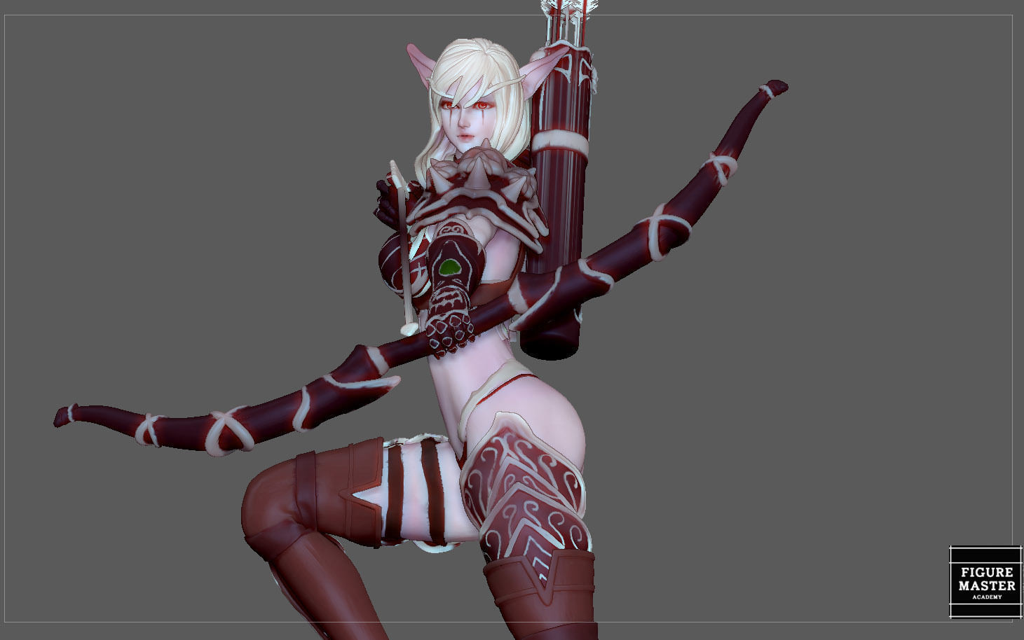 SYLVANAS WINDRUNNER warcraft wow female dark elf girl archer 3D print model_14