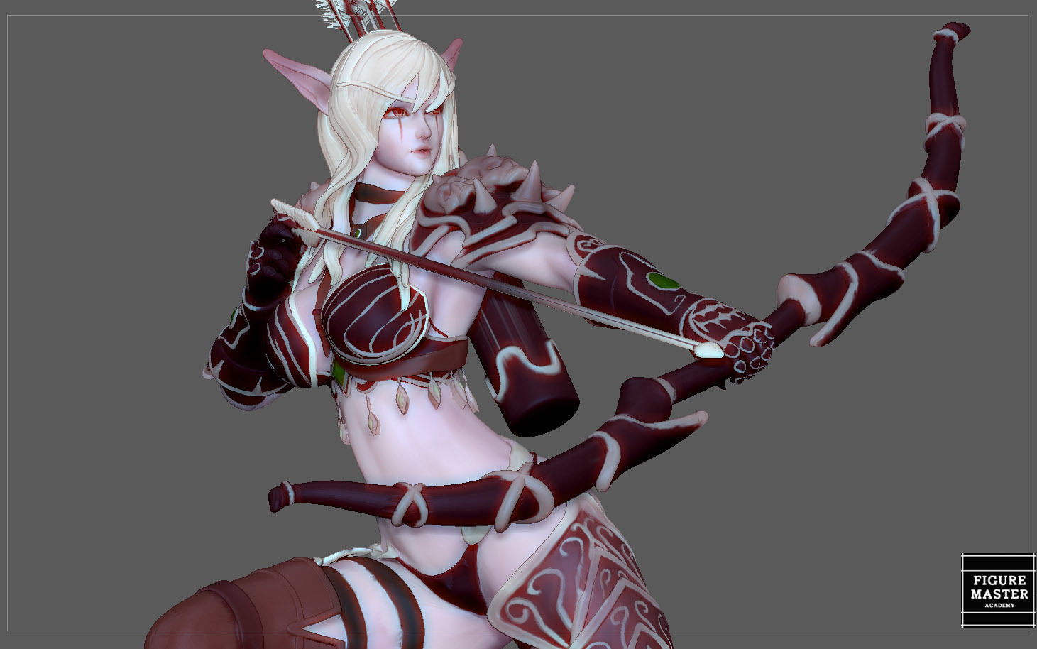 SYLVANAS WINDRUNNER warcraft wow female dark elf girl archer 3D print model_20