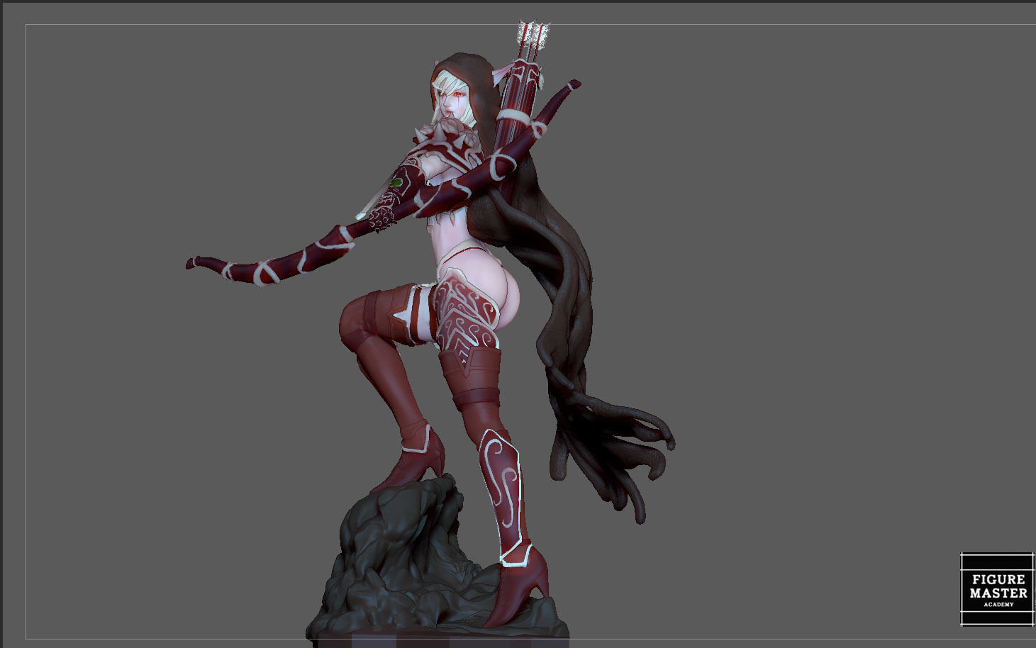 SYLVANAS WINDRUNNER warcraft wow female dark elf girl archer 3D print model_27