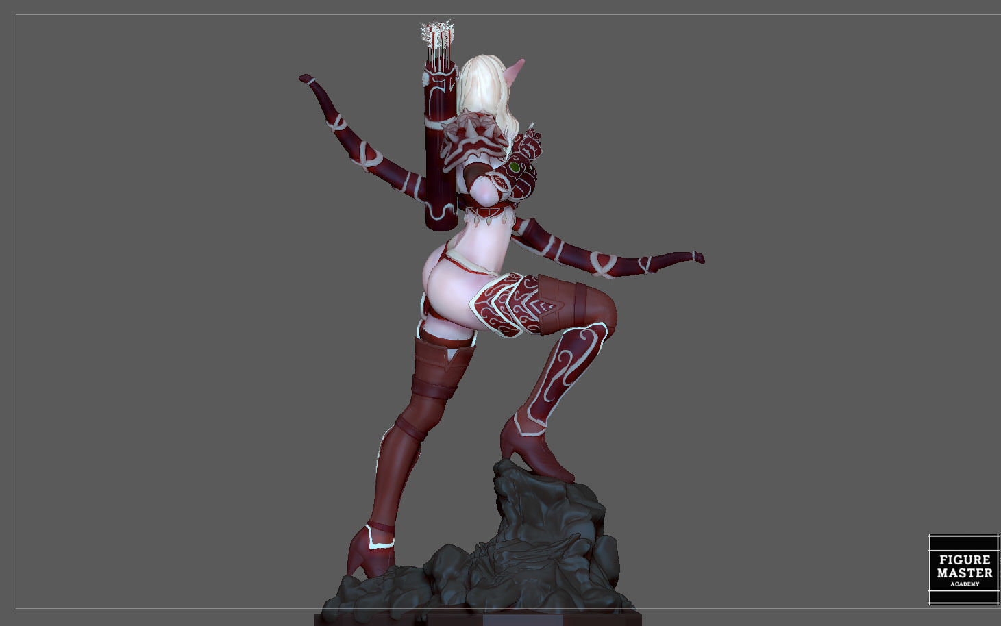 SYLVANAS WINDRUNNER warcraft wow female dark elf girl archer 3D print model_16