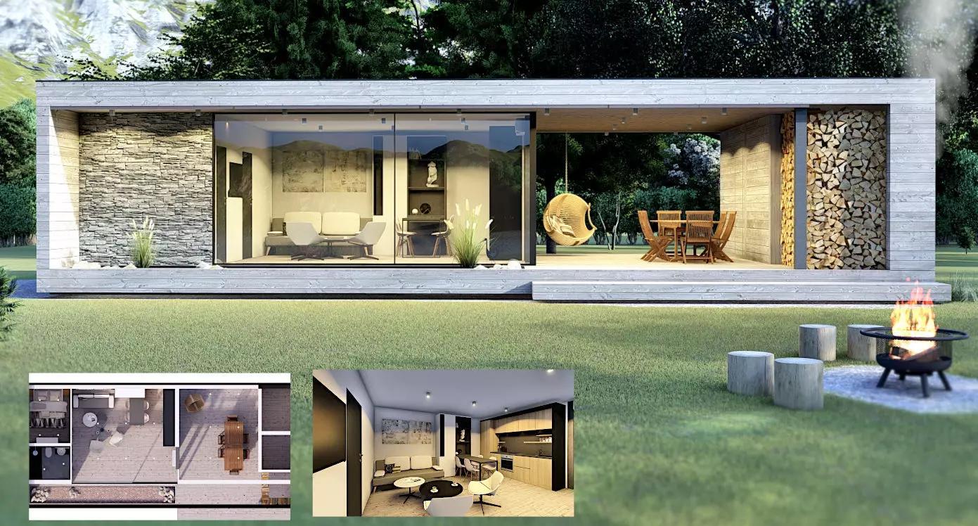 EMA 54 vacation house residential house tiny house Low-poly 3D model_0