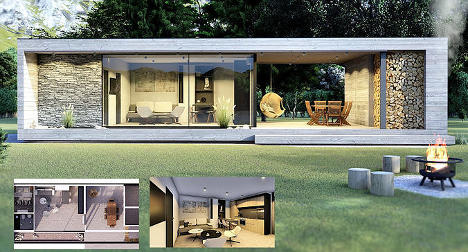EMA 54 vacation house residential house tiny house Low-poly 3D model