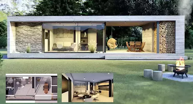 EMA 54 vacation house residential house tiny house Low-poly 3D model