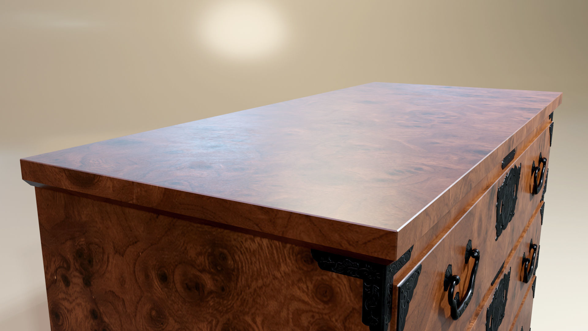 Japanese folk art chest of drawer 3D model_13