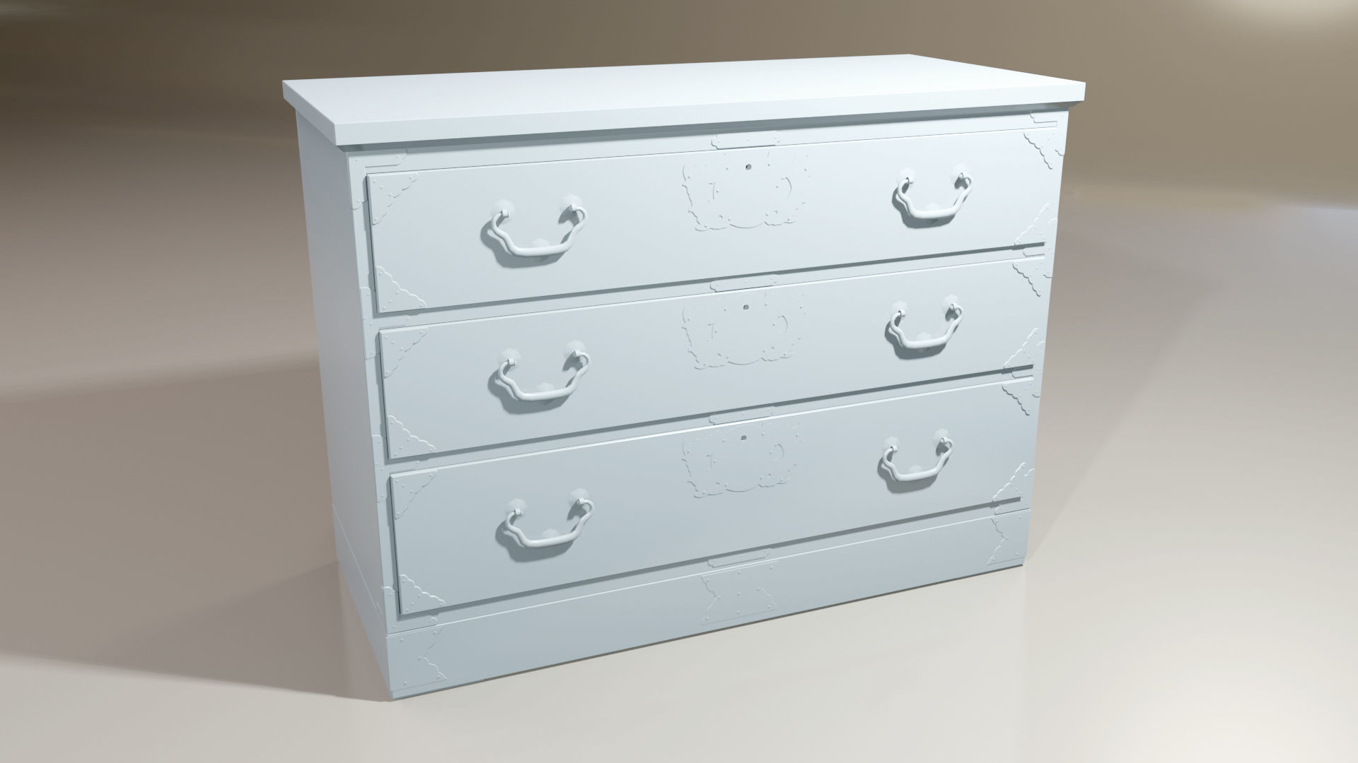 Japanese folk art chest of drawer 3D model_15