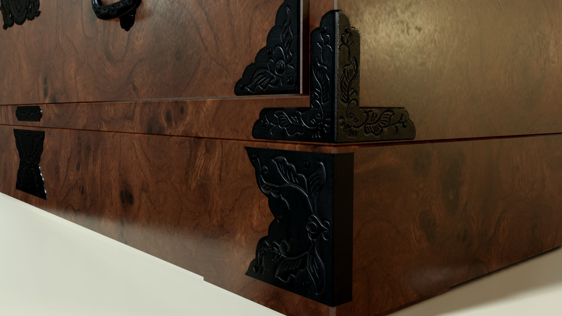 Japanese folk art chest of drawer 3D model_8