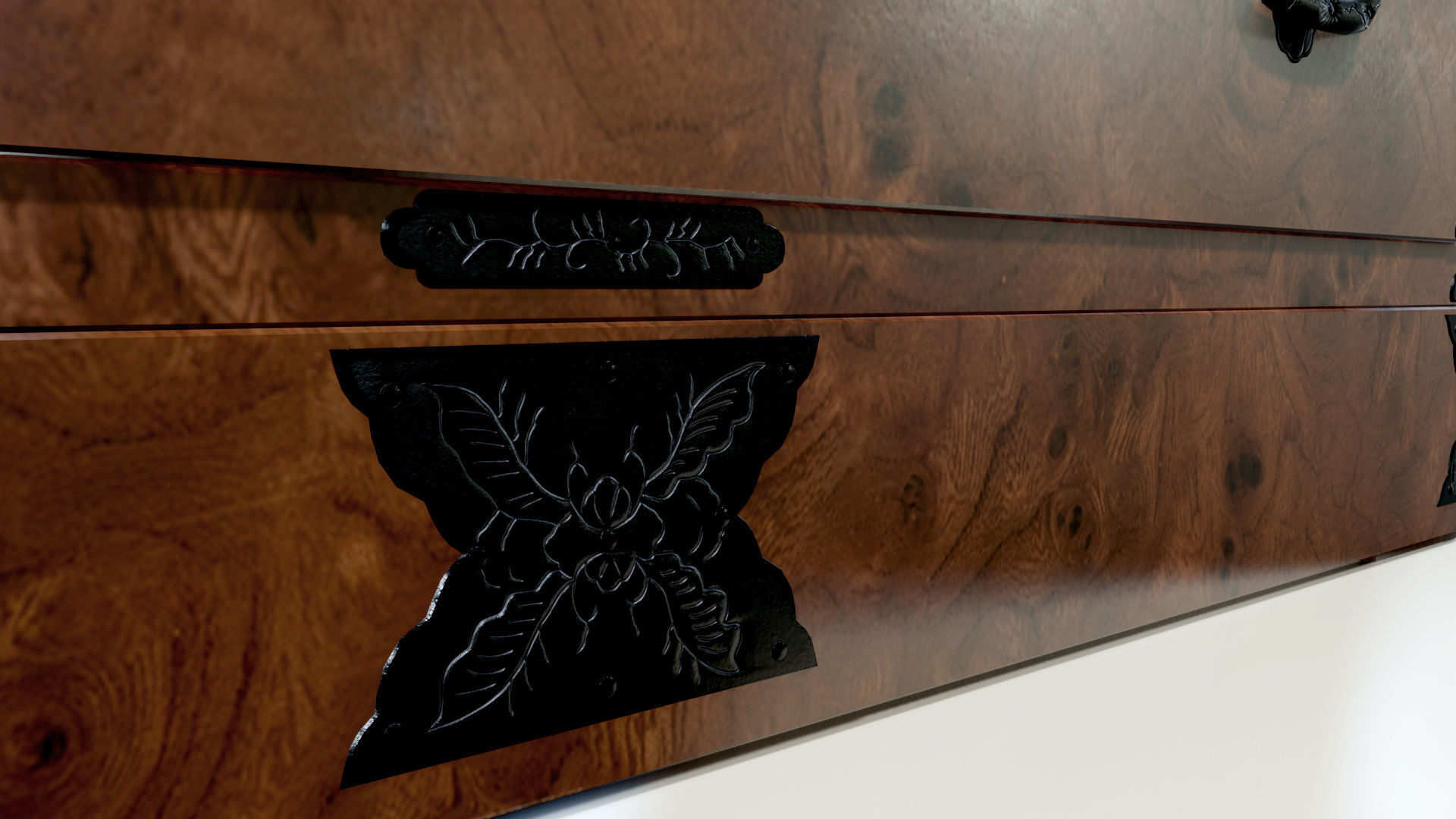 Japanese folk art chest of drawer 3D model_9