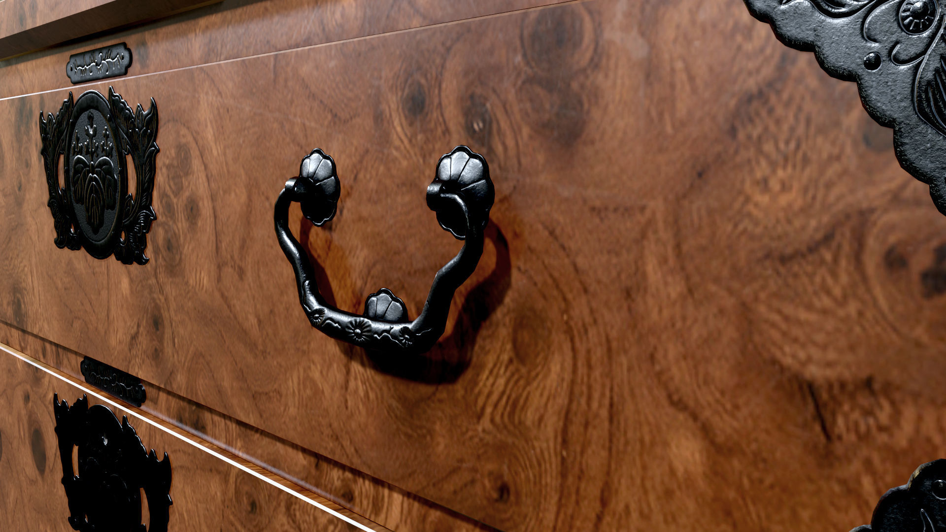 Japanese folk art chest of drawer 3D model_10