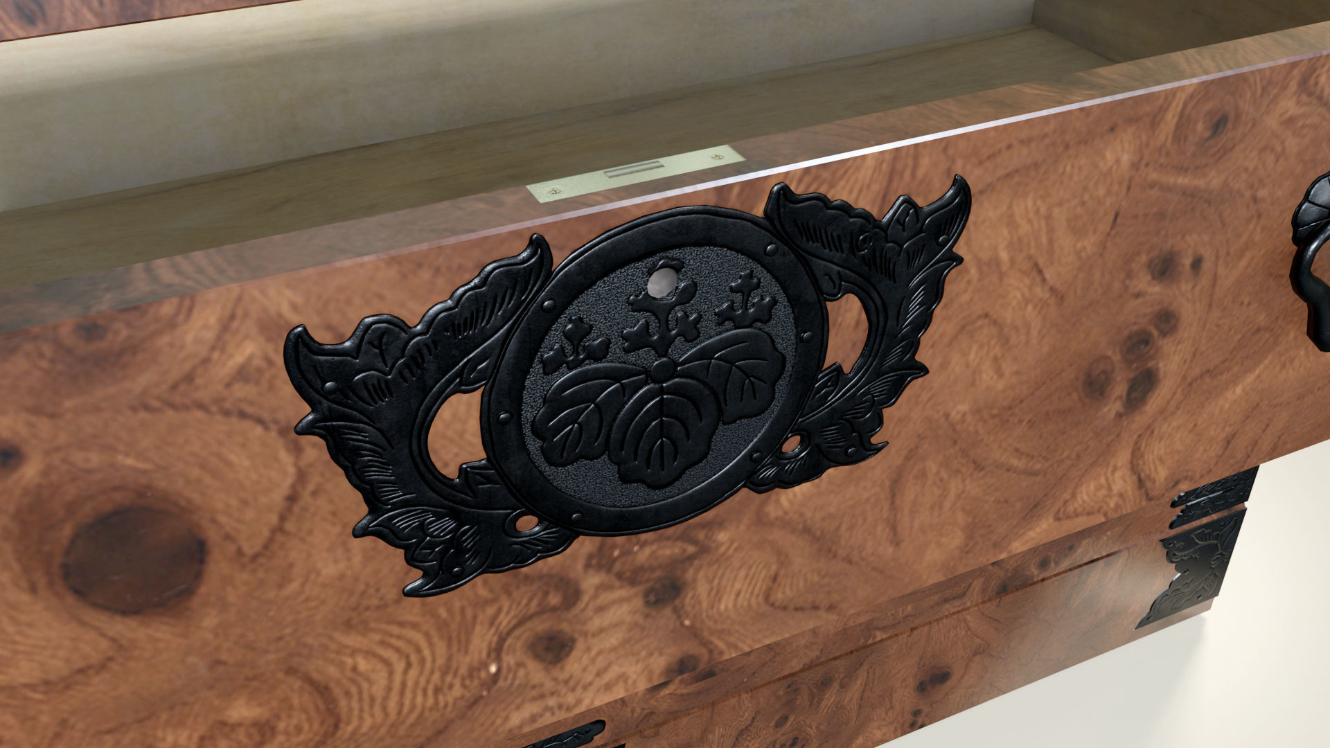 Japanese folk art chest of drawer 3D model_5