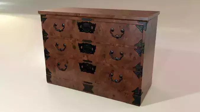 Japanese folk art chest of drawer