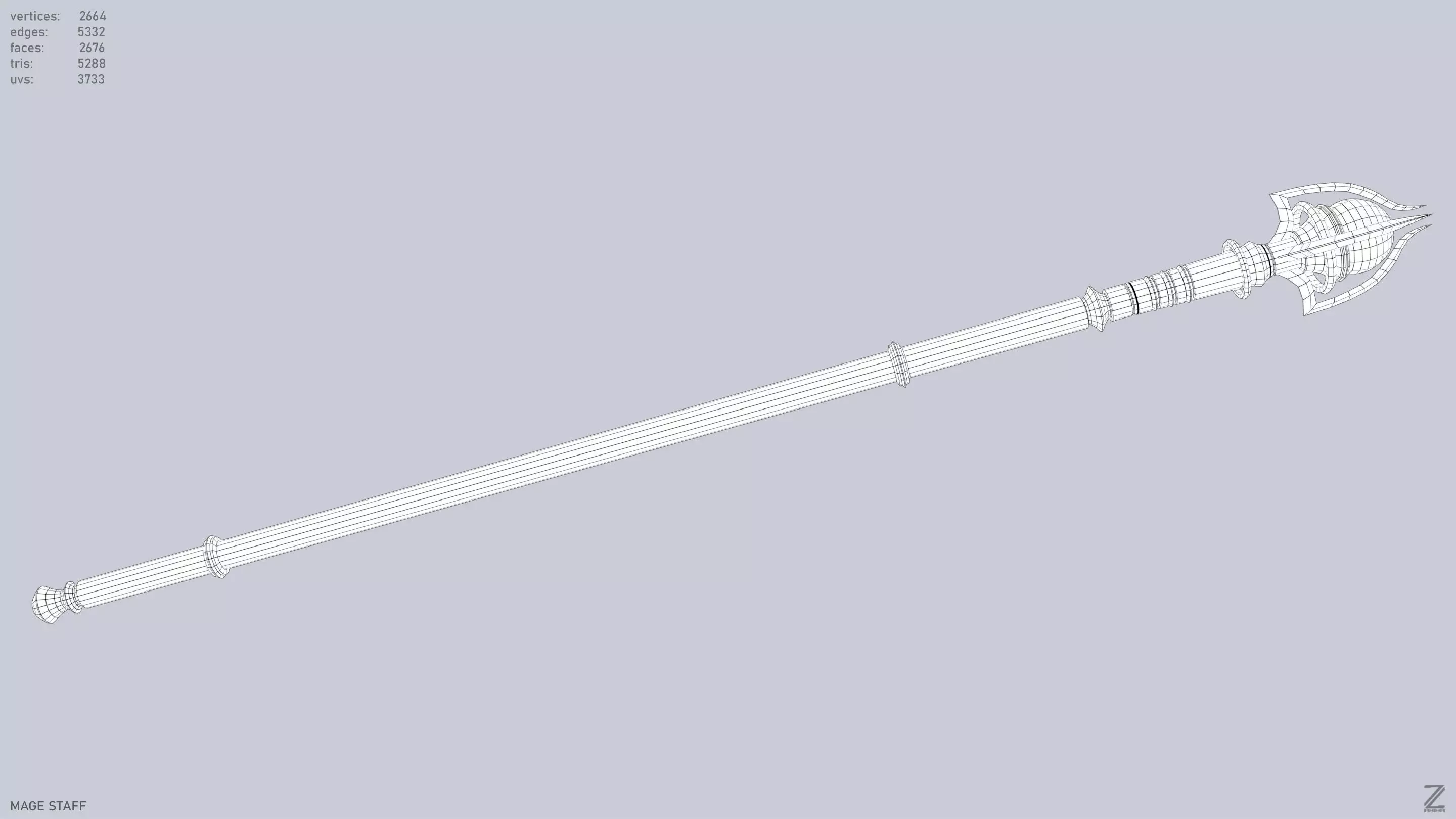 Mage staff Low-poly 3D model_12