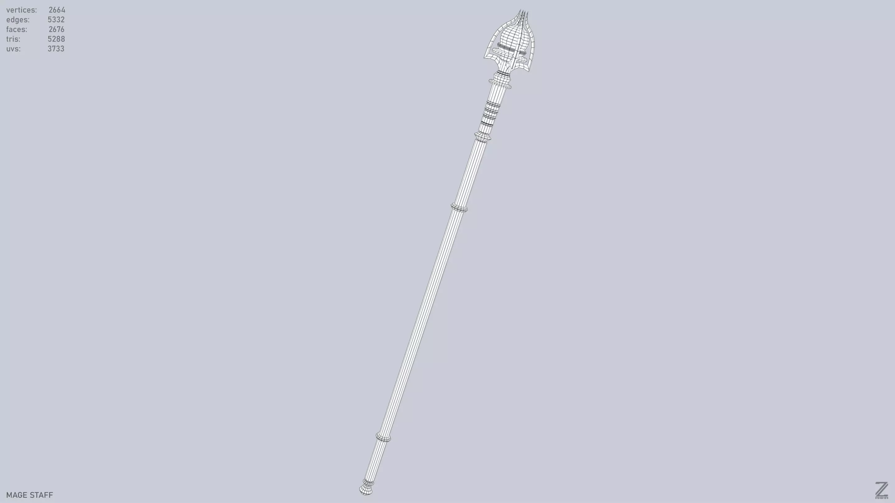 Mage staff Low-poly 3D model_14