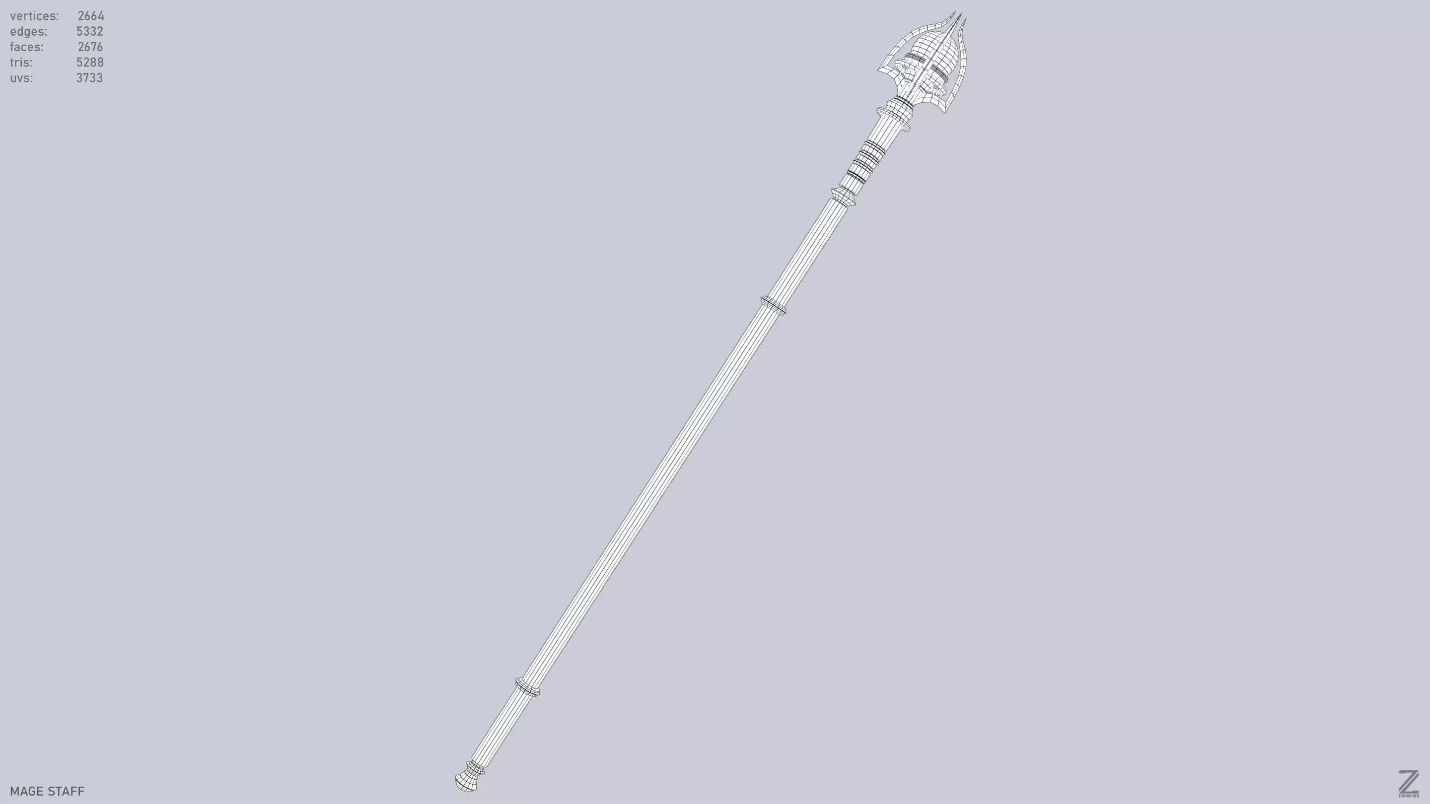 Mage staff Low-poly 3D model_11