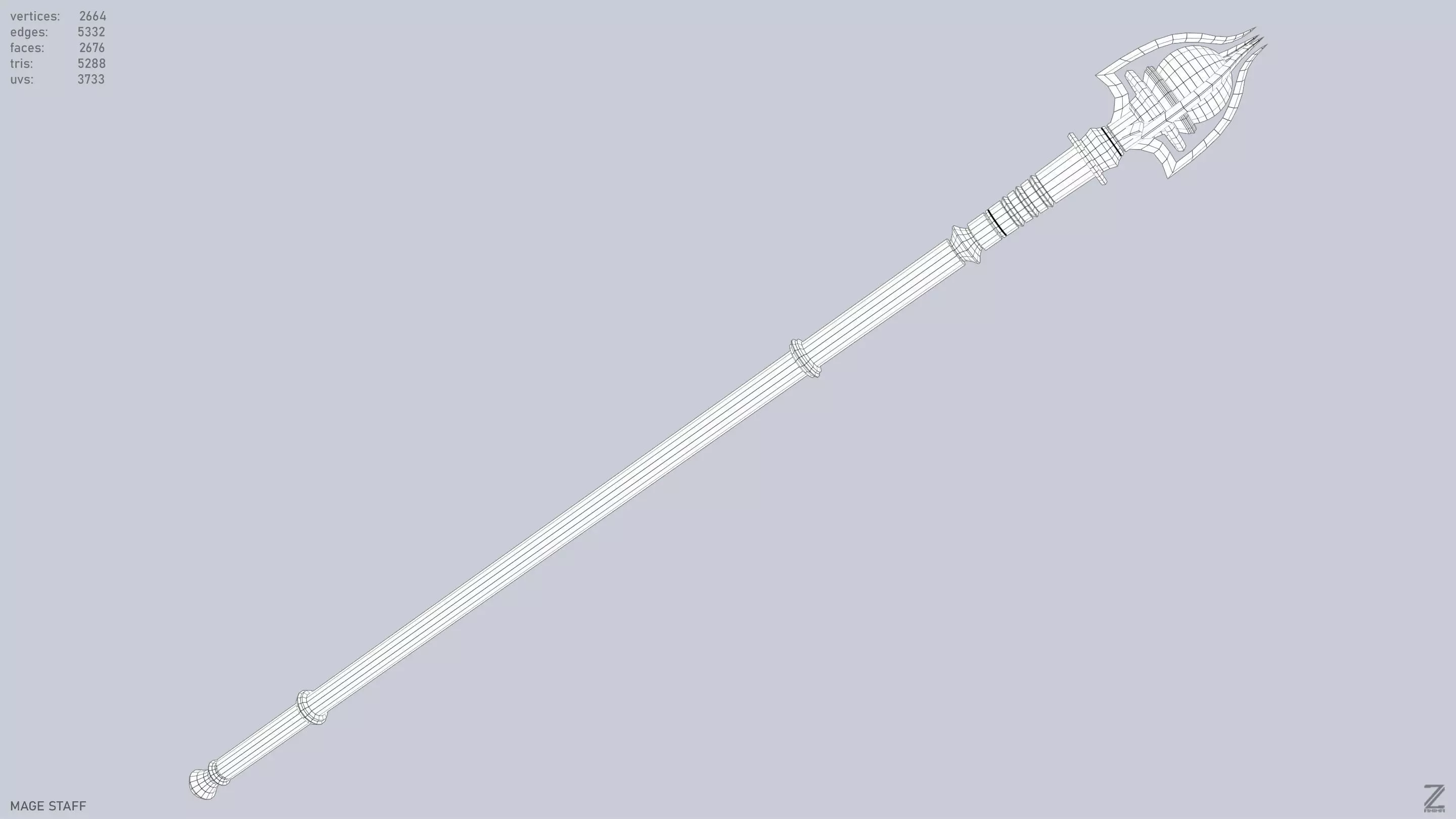Mage staff Low-poly 3D model_15