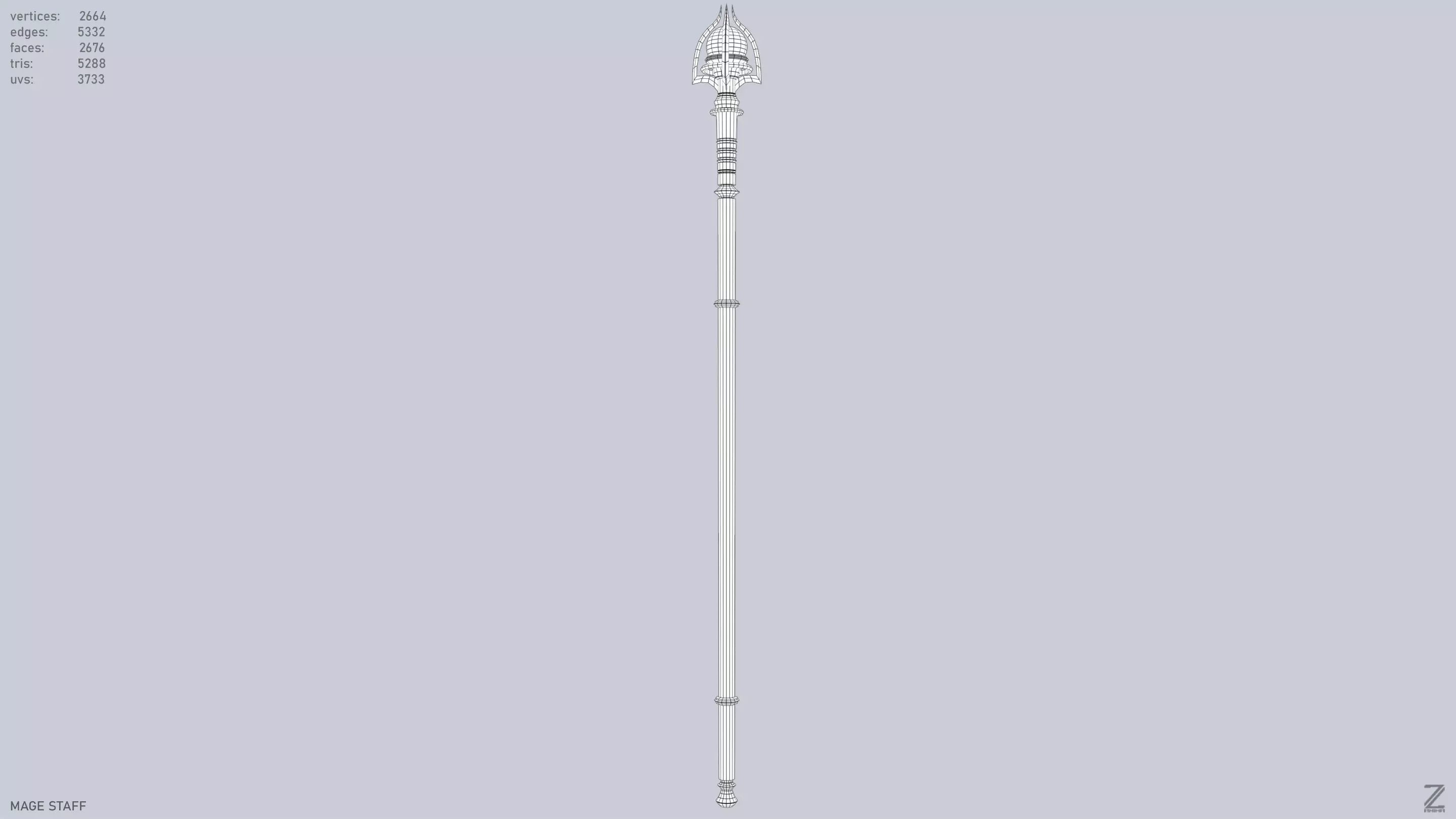 Mage staff Low-poly 3D model_9