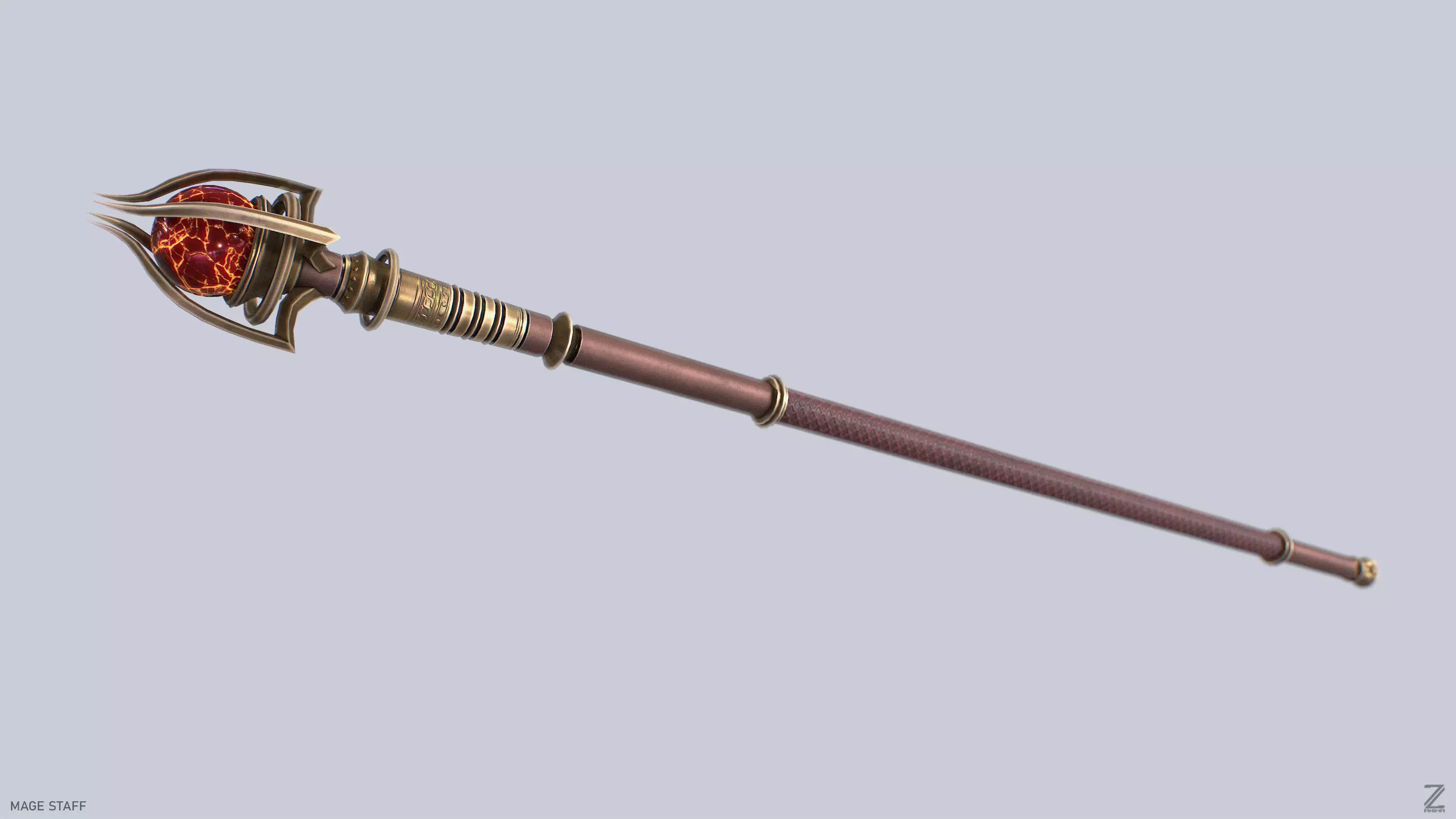 Mage staff Low-poly 3D model_2