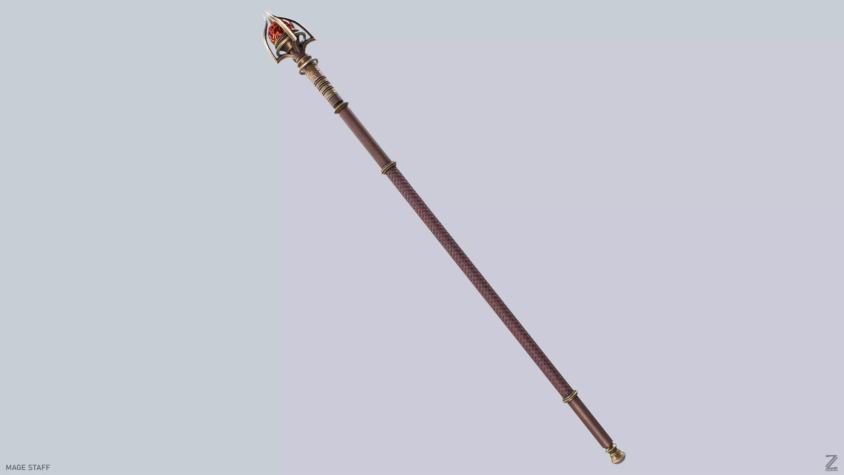 Mage staff Low-poly 3D model_5