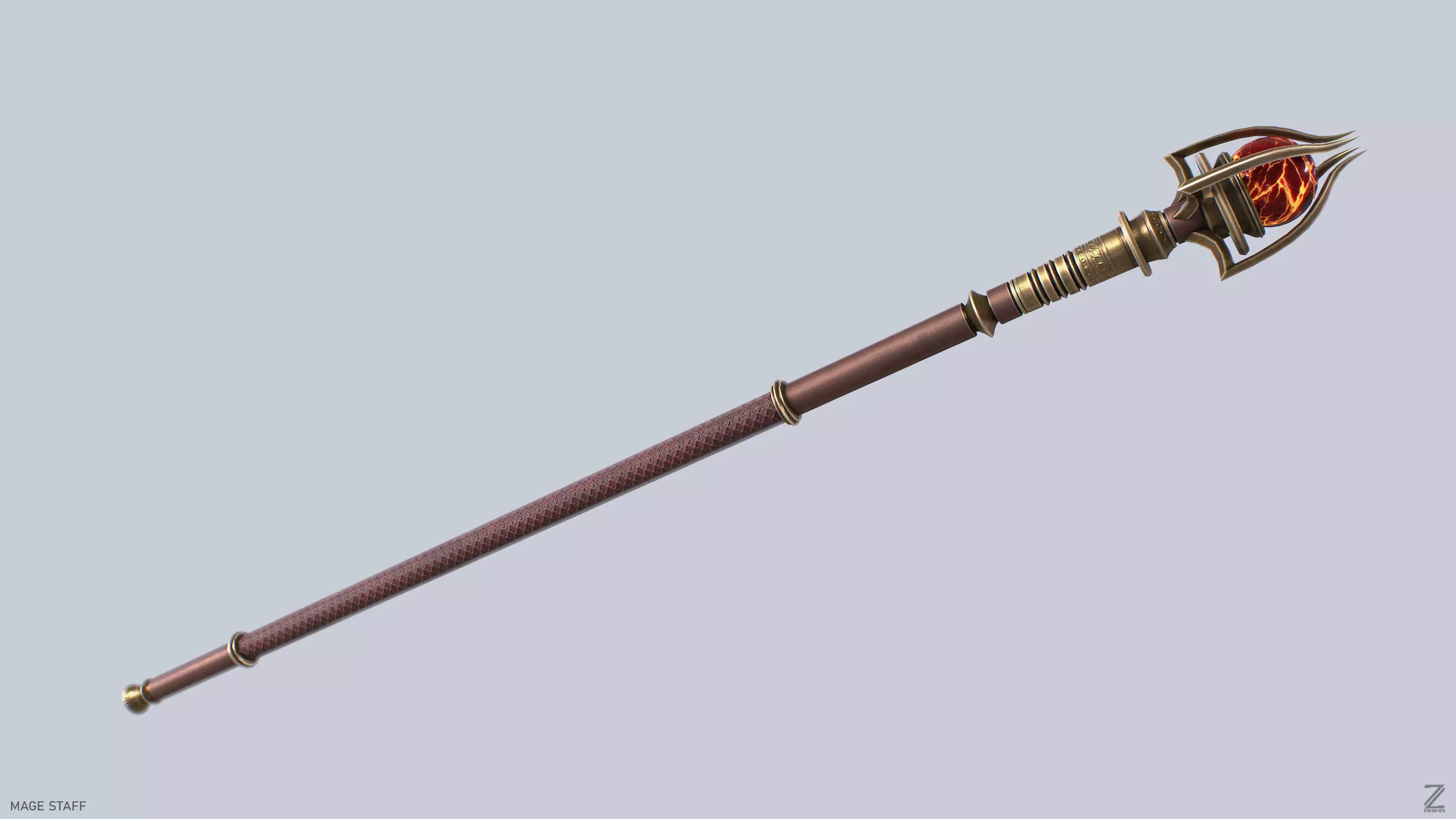 Mage staff Low-poly 3D model_6