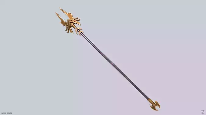 Mage staff Low-poly 3D model