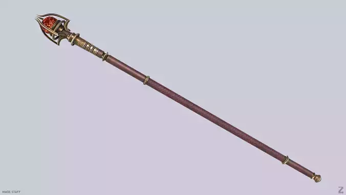 Mage staff Low-poly 3D model Mage staff Low-poly 3D model