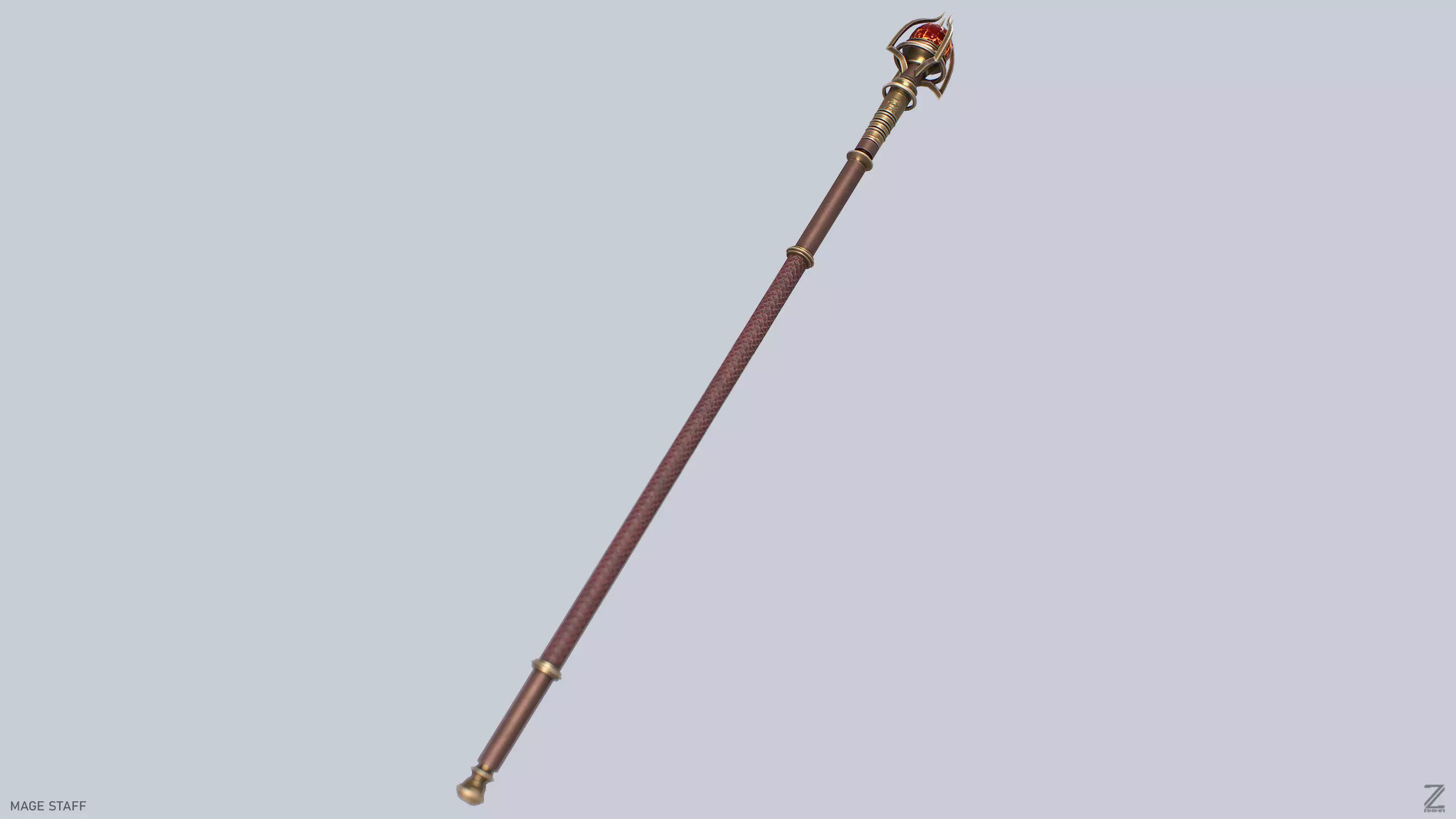 Mage staff Low-poly 3D model_7