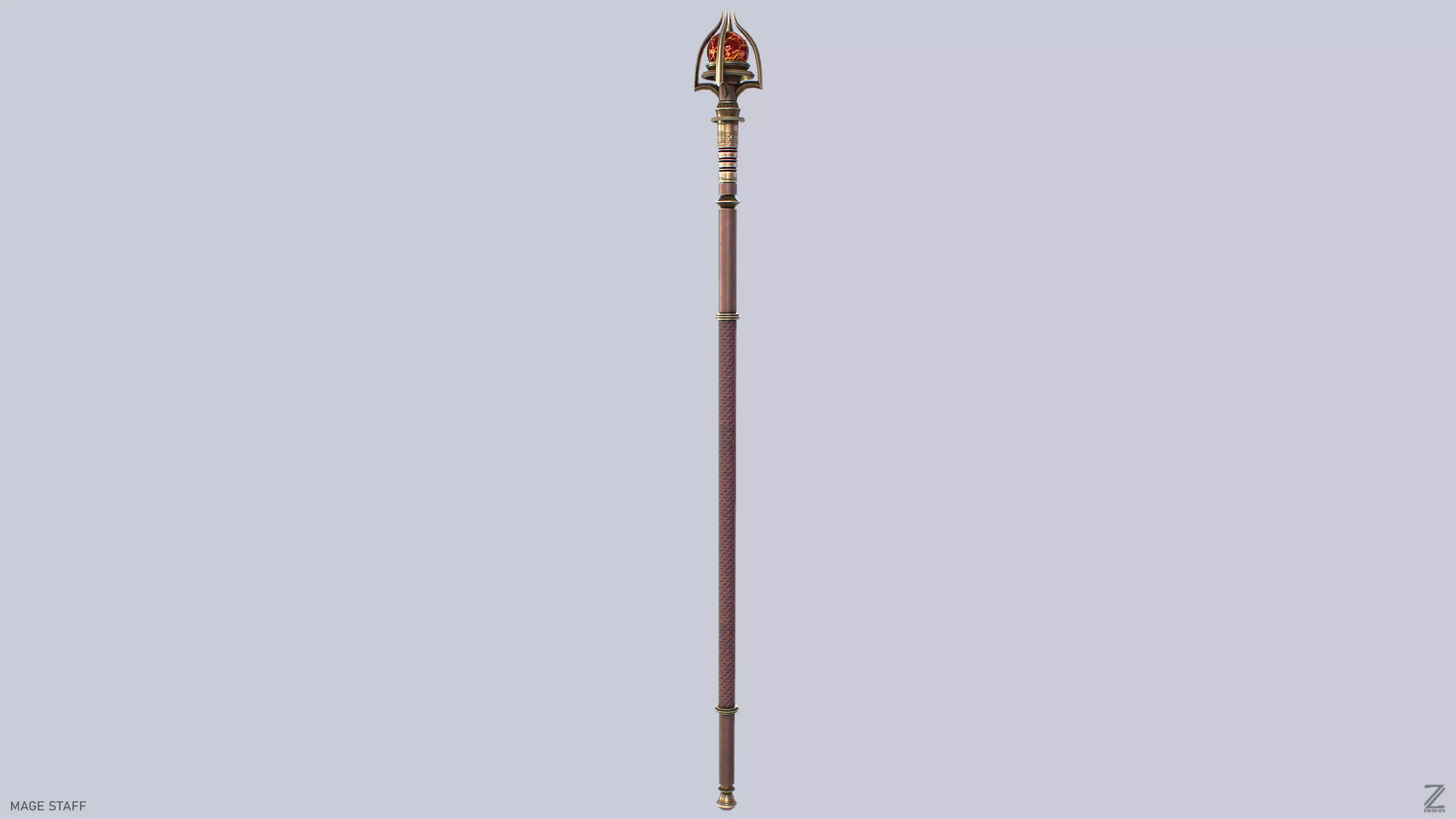 Mage staff Low-poly 3D model_4
