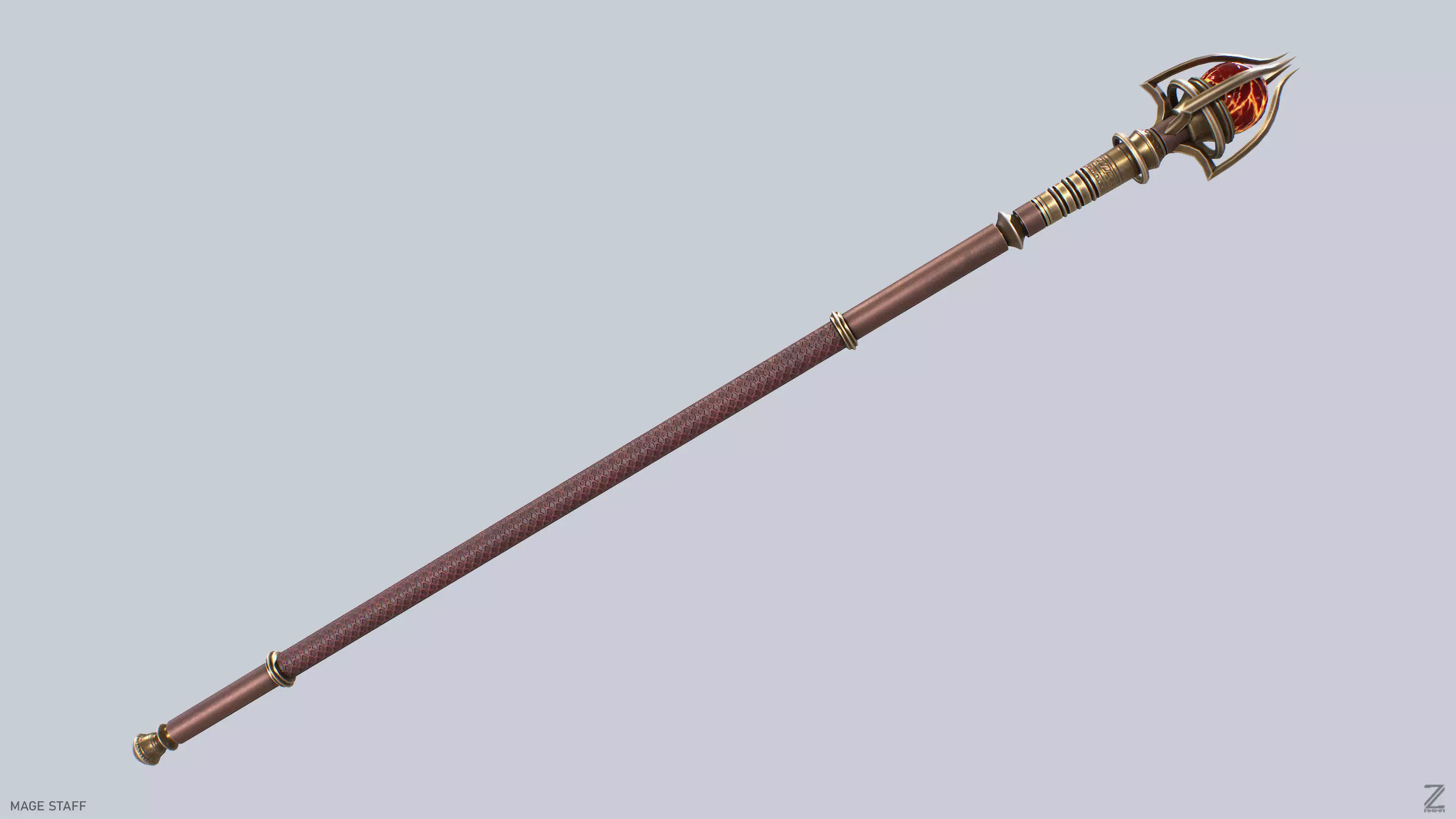 Mage staff Low-poly 3D model_8