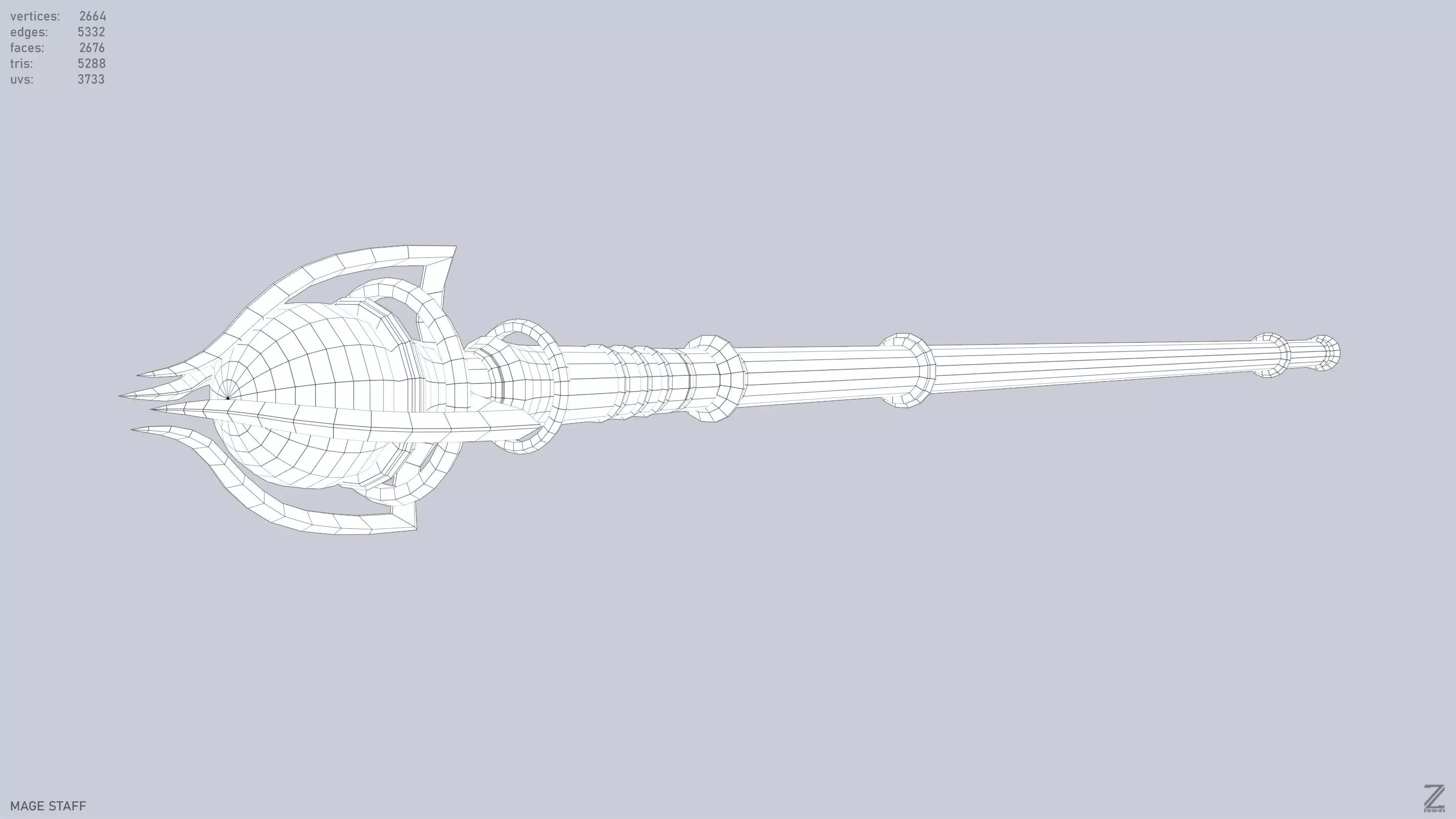 Mage staff Low-poly 3D model_13