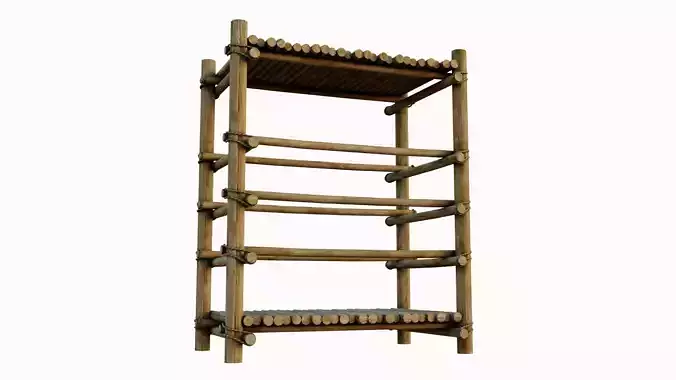 Crude Wooden Shelf Low-poly 3D model