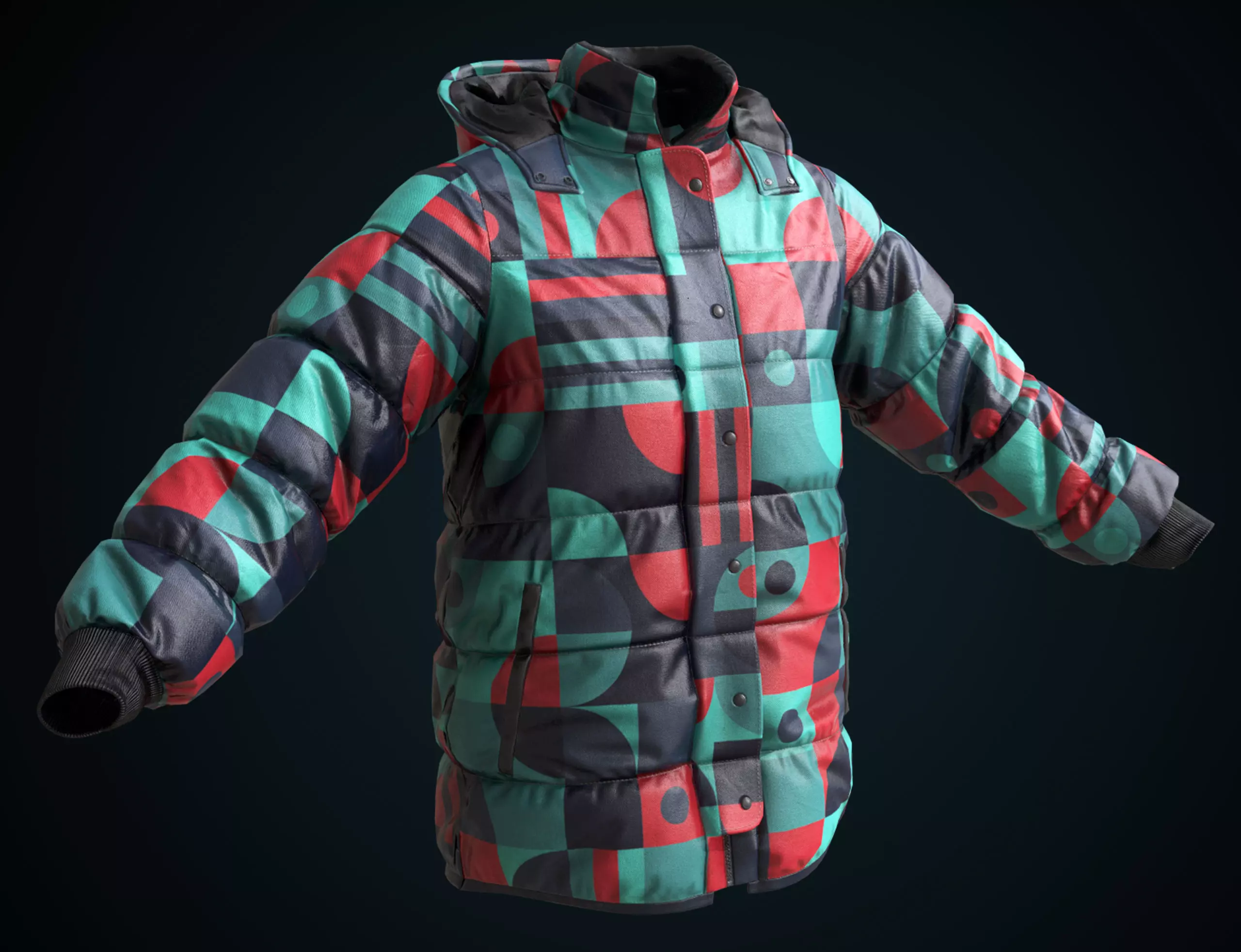 Snowboarding winter jacket Low-poly 3D model
