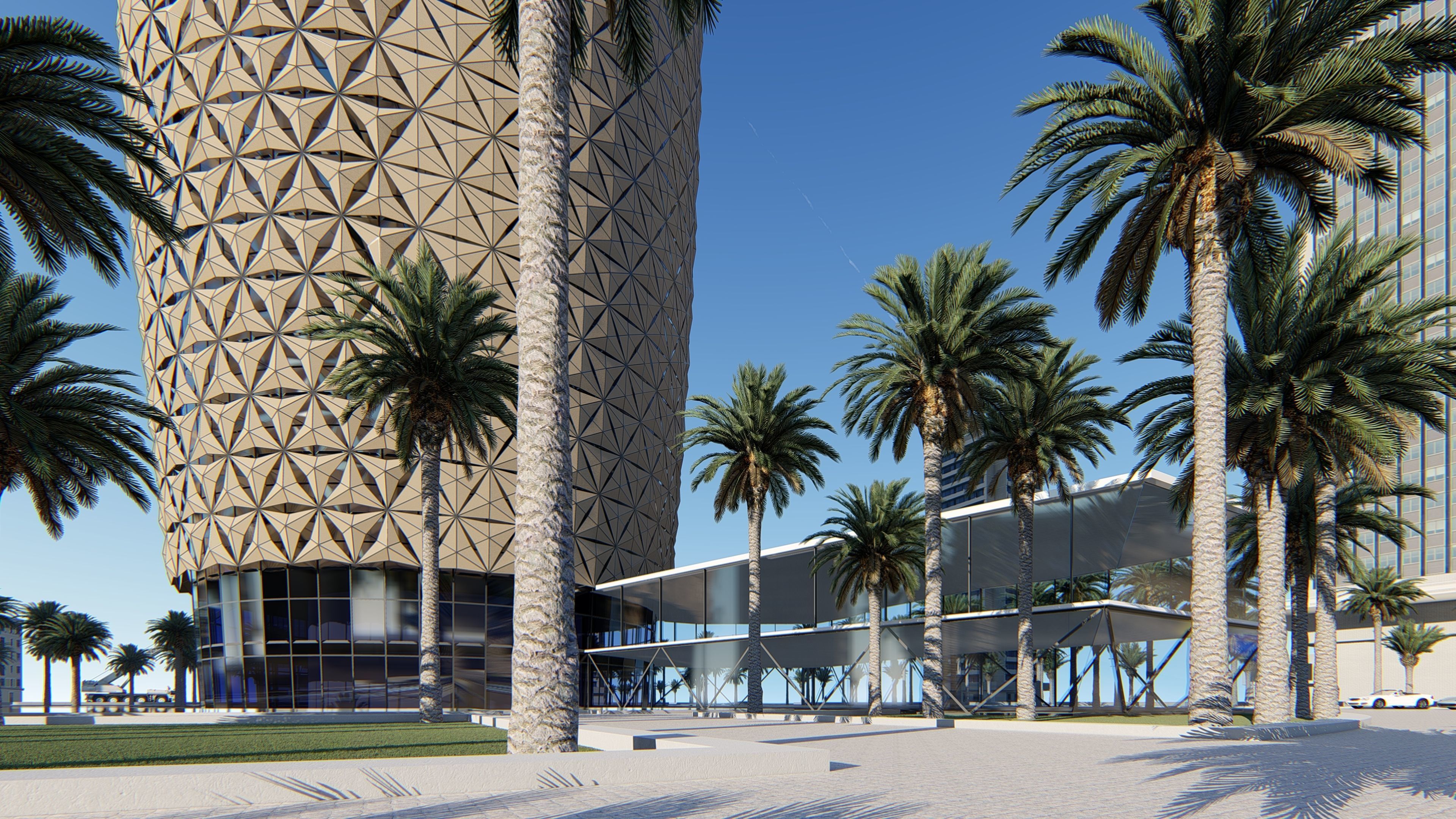 Parametric Tower Facade  3D model_1