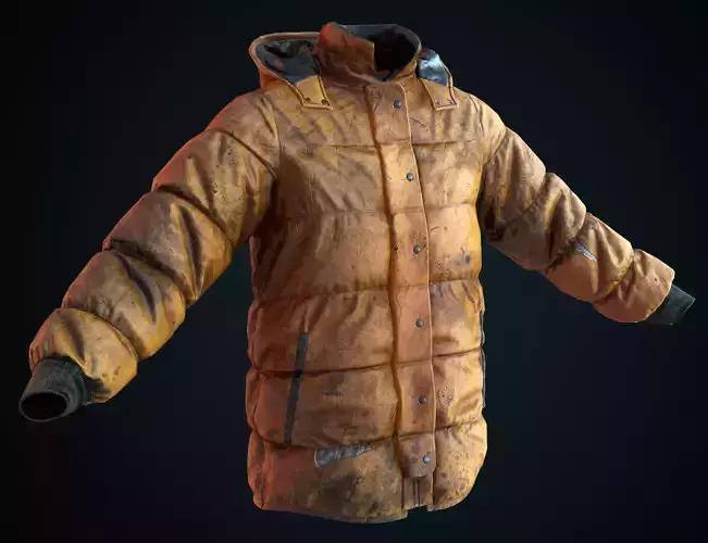Dirty winter jacket Low-poly 3D model
