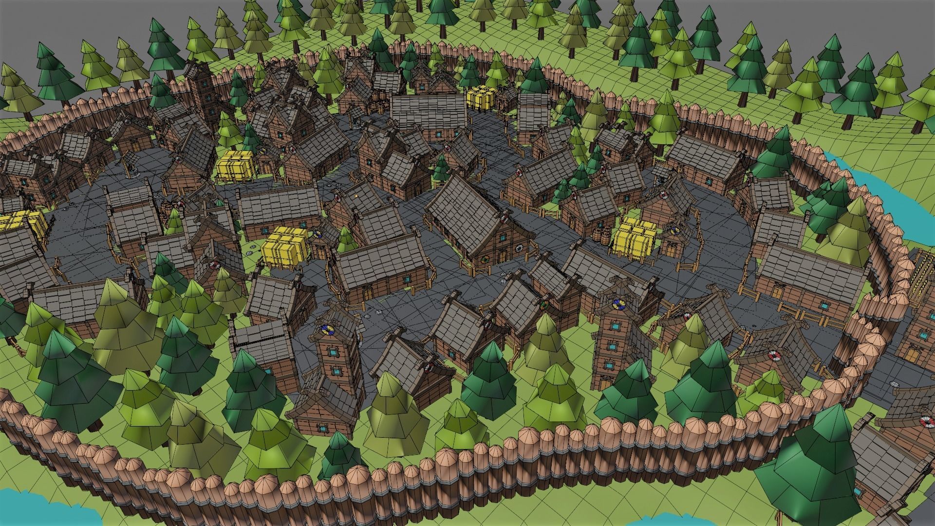 Village medieval 3D model_6