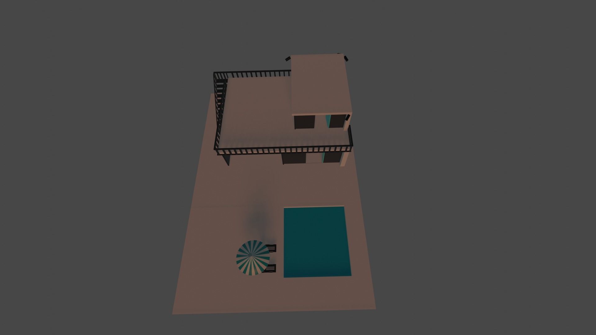 Luxury villa Low-poly 3D model_2