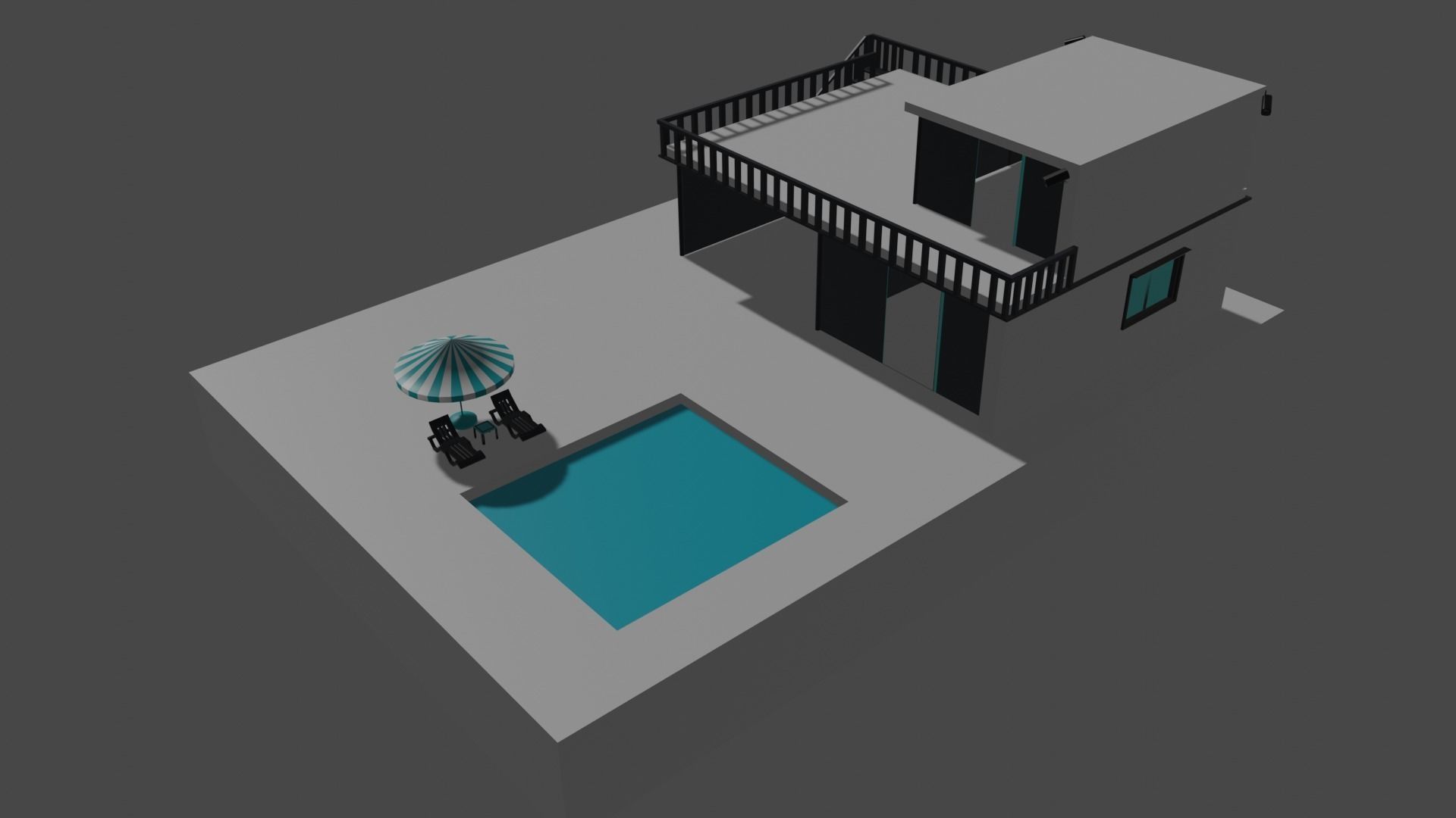 Luxury villa Low-poly 3D model_4