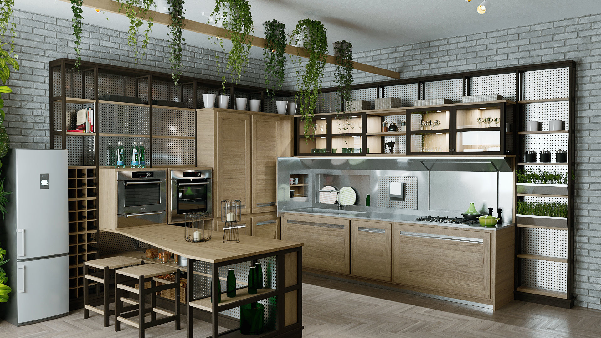 Green Kitchen 3D model_1